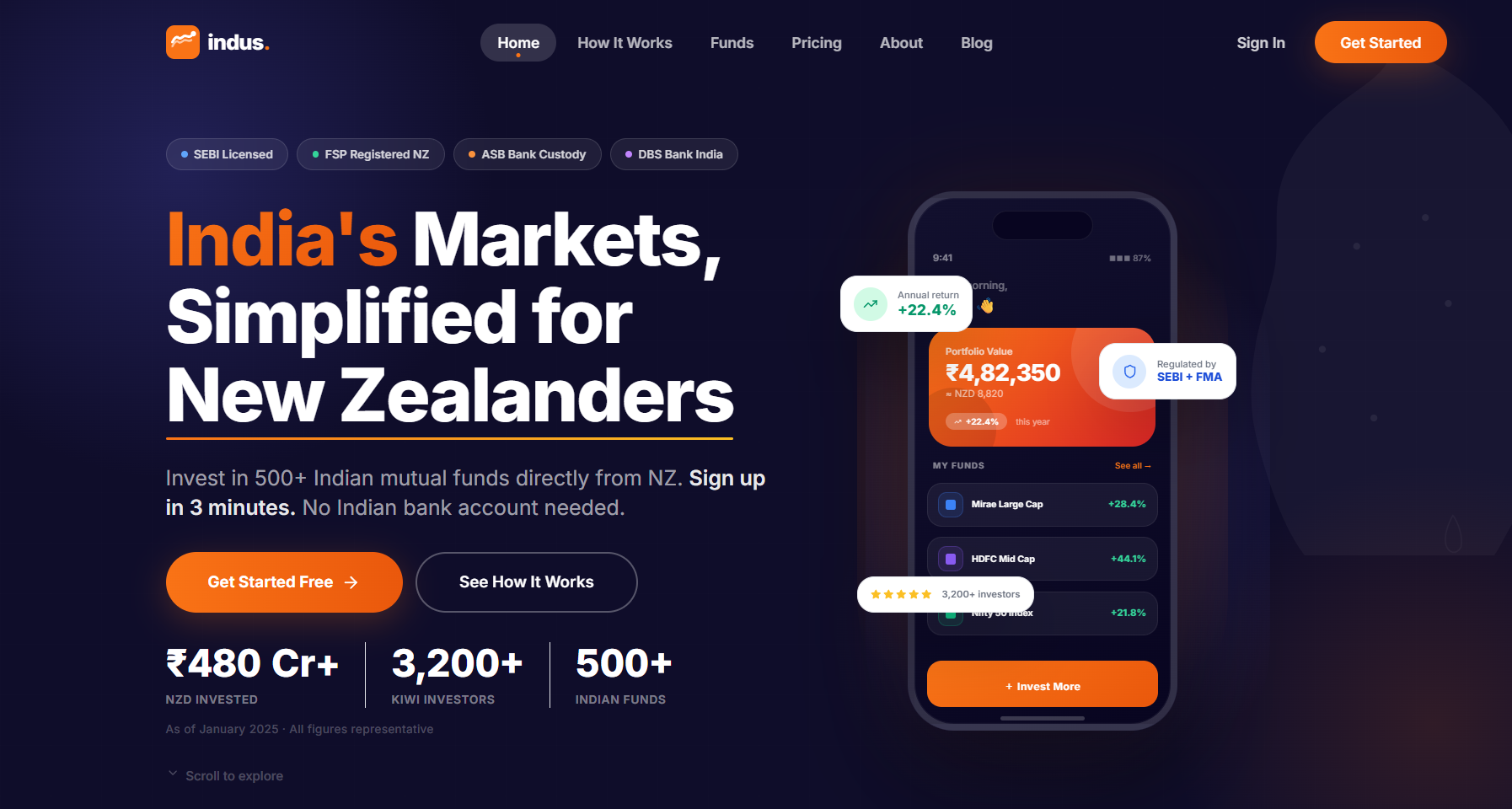 Indus website UI design